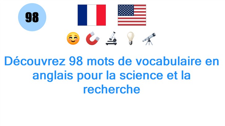 Découvrez 98 mots de vocabulaire en anglais pour la science et la recherche